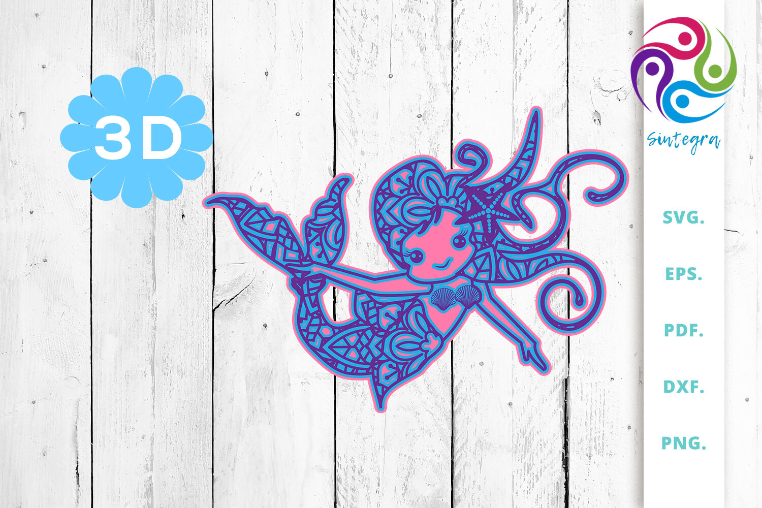 Download 3d Multilayer Mermaid Svg Cut File 3 By Sintegra Thehungryjpeg Com