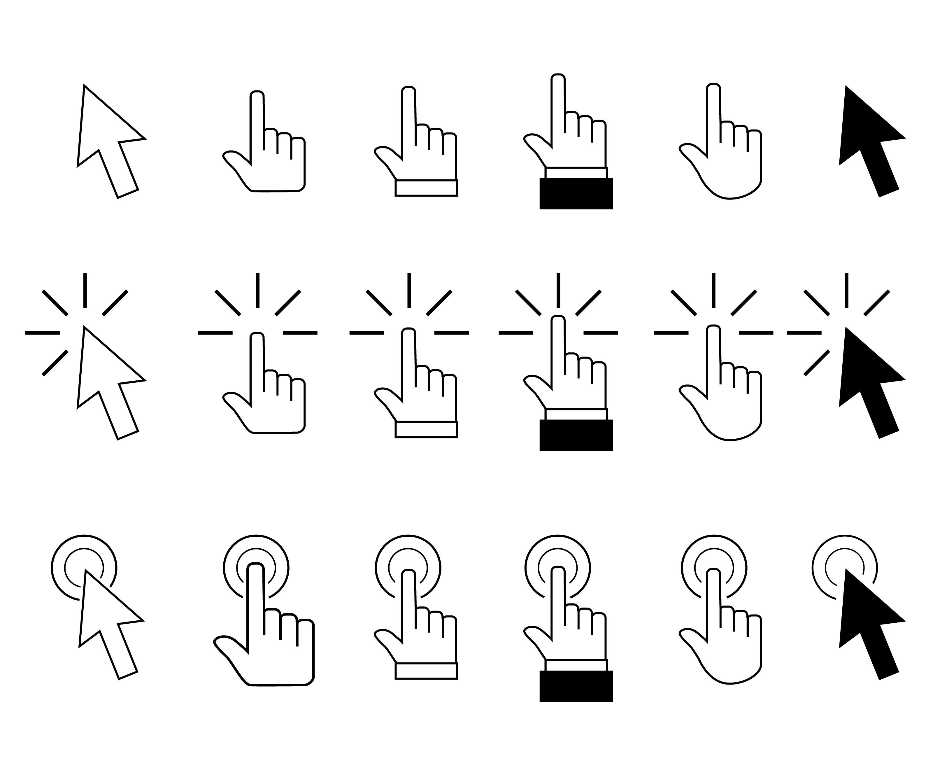 Pointer Cursor Arrows And Hand Click Vector Symbol Arrow By 09910190 Thehungryjpeg Com