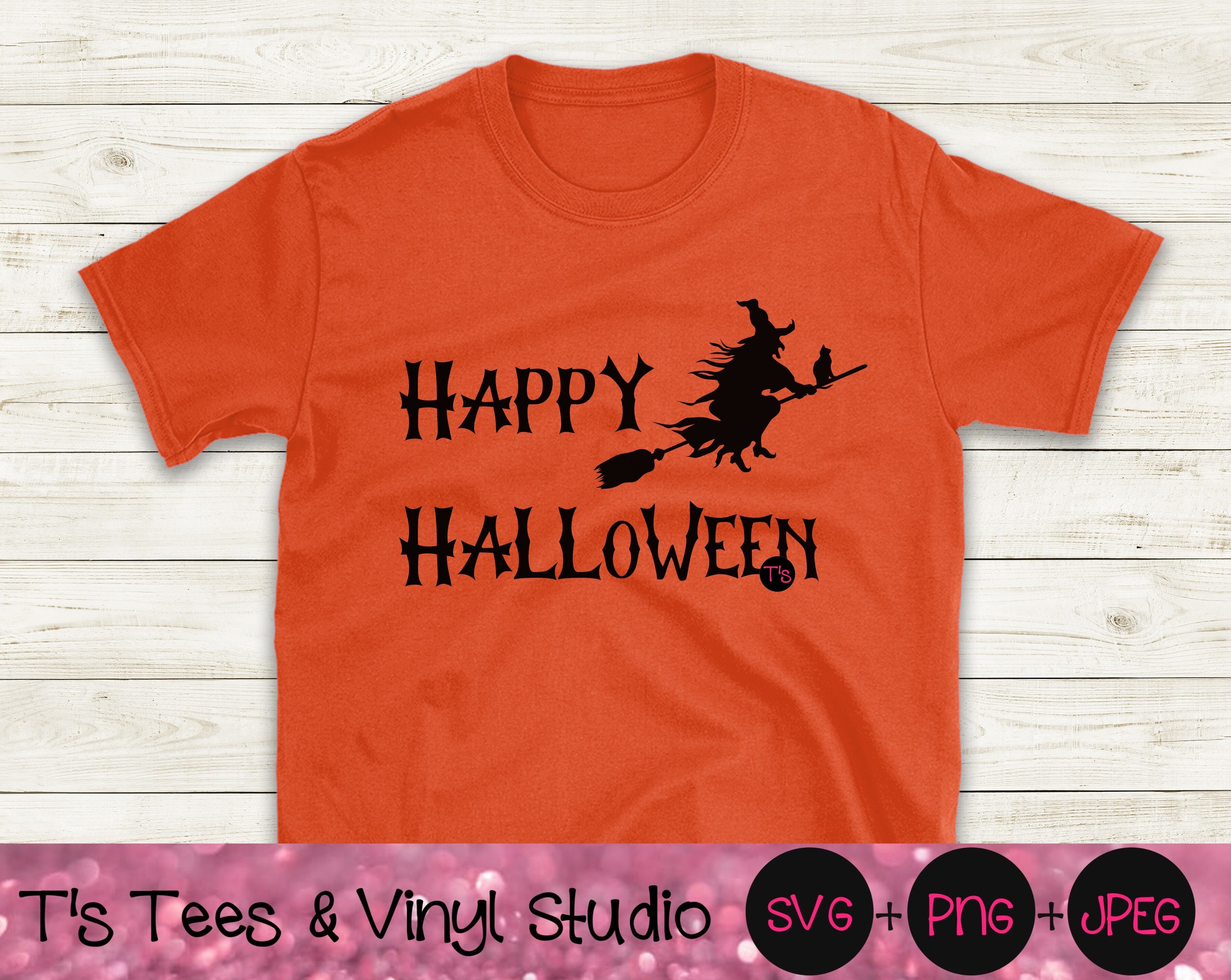Happy Halloween Svg Halloween Svg Witch Svg Witch S Broom Svg Blac By T S Tees Vinyl Studio Thehungryjpeg Com