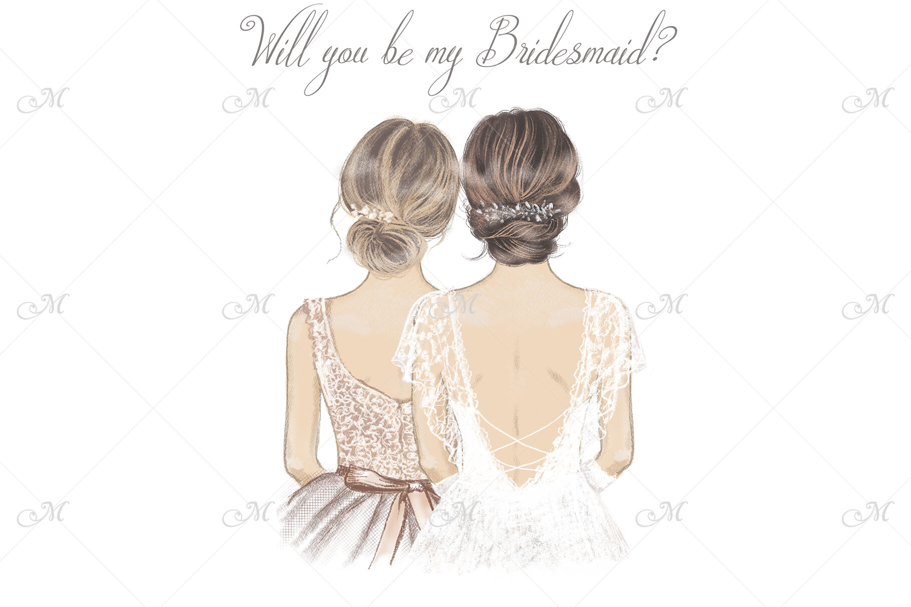 Bridesmaid drawing, Best Friend clipart