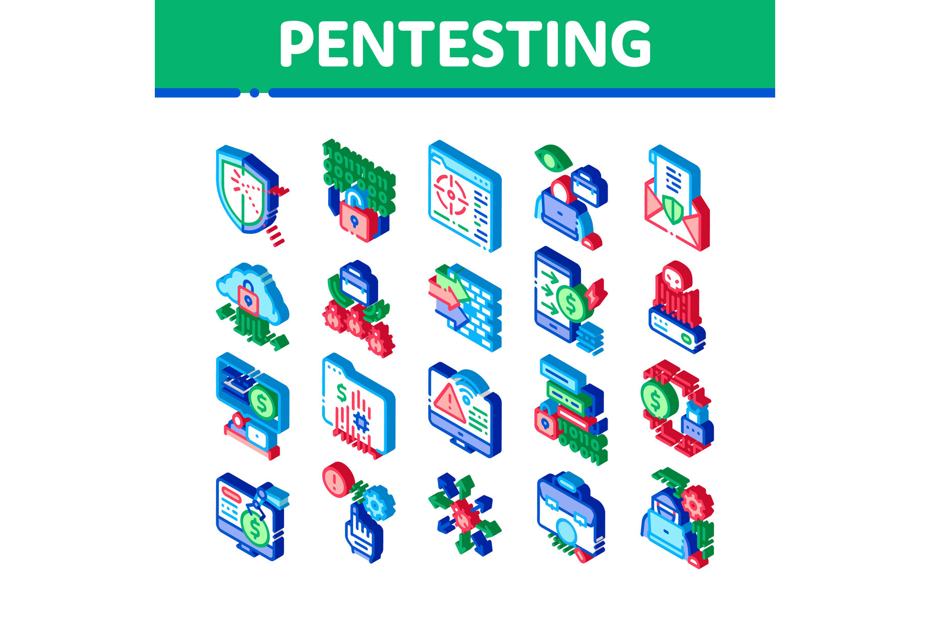 Pentesting Software Isometric Icons Set Vector By Pikepicture