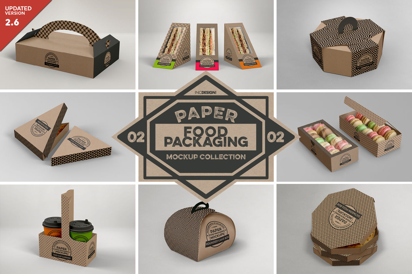 VOL 2: Paper Food Box Packaging Mockup Collection By INC Design Studio