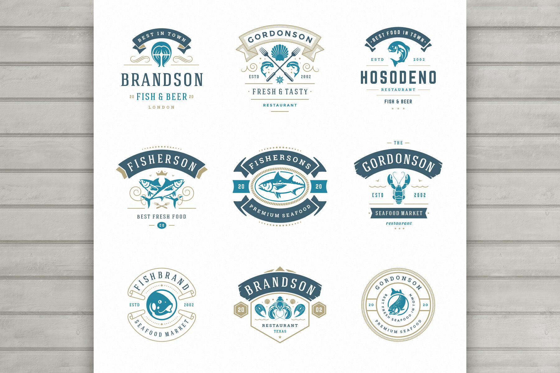 18 Seafood Logos & Badges By Vasya Kobelev | TheHungryJPEG