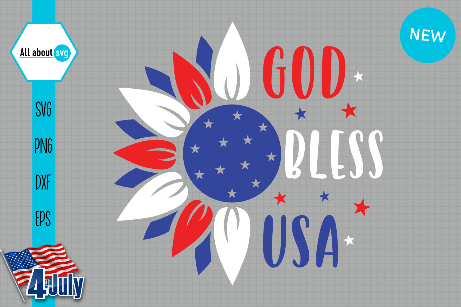 Download God Bless Usa Svg, Patriotic Sunflower Svg, Usa Sunflower ...