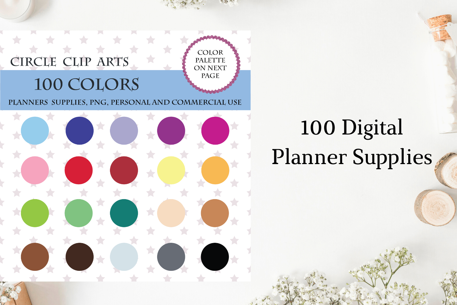 Dot Stickers For Bullet Journal 100 Circles Clipart Round Circles For Planner By Old Continent Design Thehungryjpeg Com