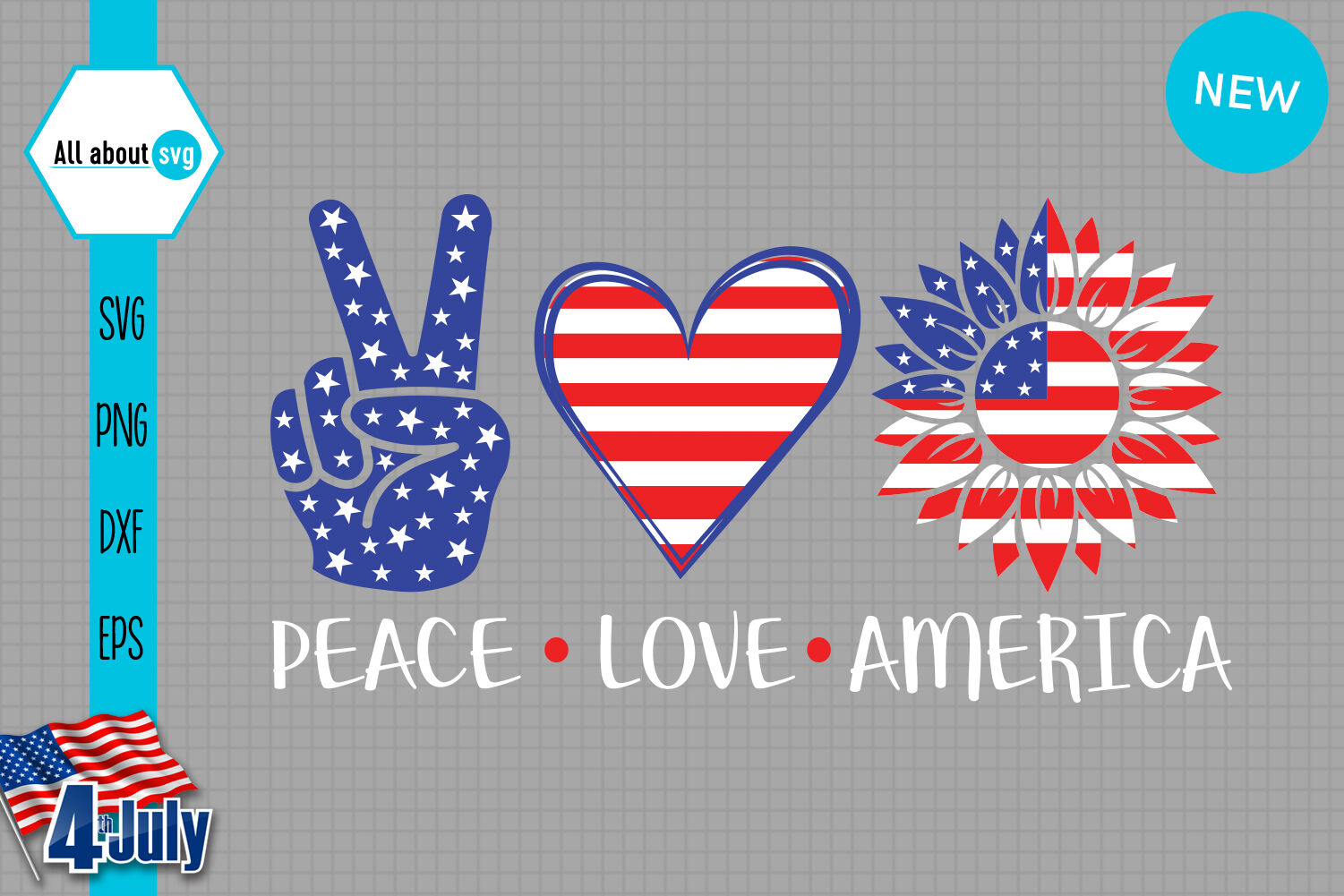Free Free 160 July Svg Peace Love America Svg SVG PNG EPS DXF File