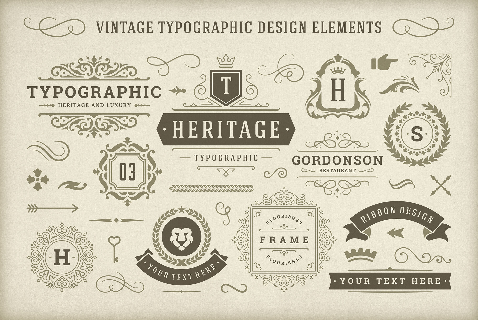 Vintage Typographic Design Elements By Vasya Kobelev | TheHungryJPEG