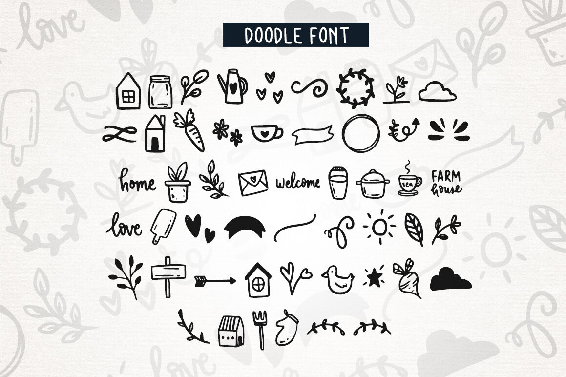 Farmhouse Sans And Doodle Font By Naughty Pen Thehungryjpeg Com