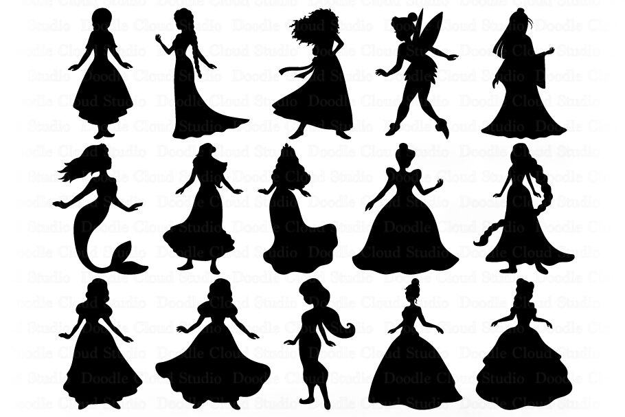 Download Princess SVG, Princesses Bundle SVG Cut Files. Princess Clipart. By Doodle Cloud Studio ...