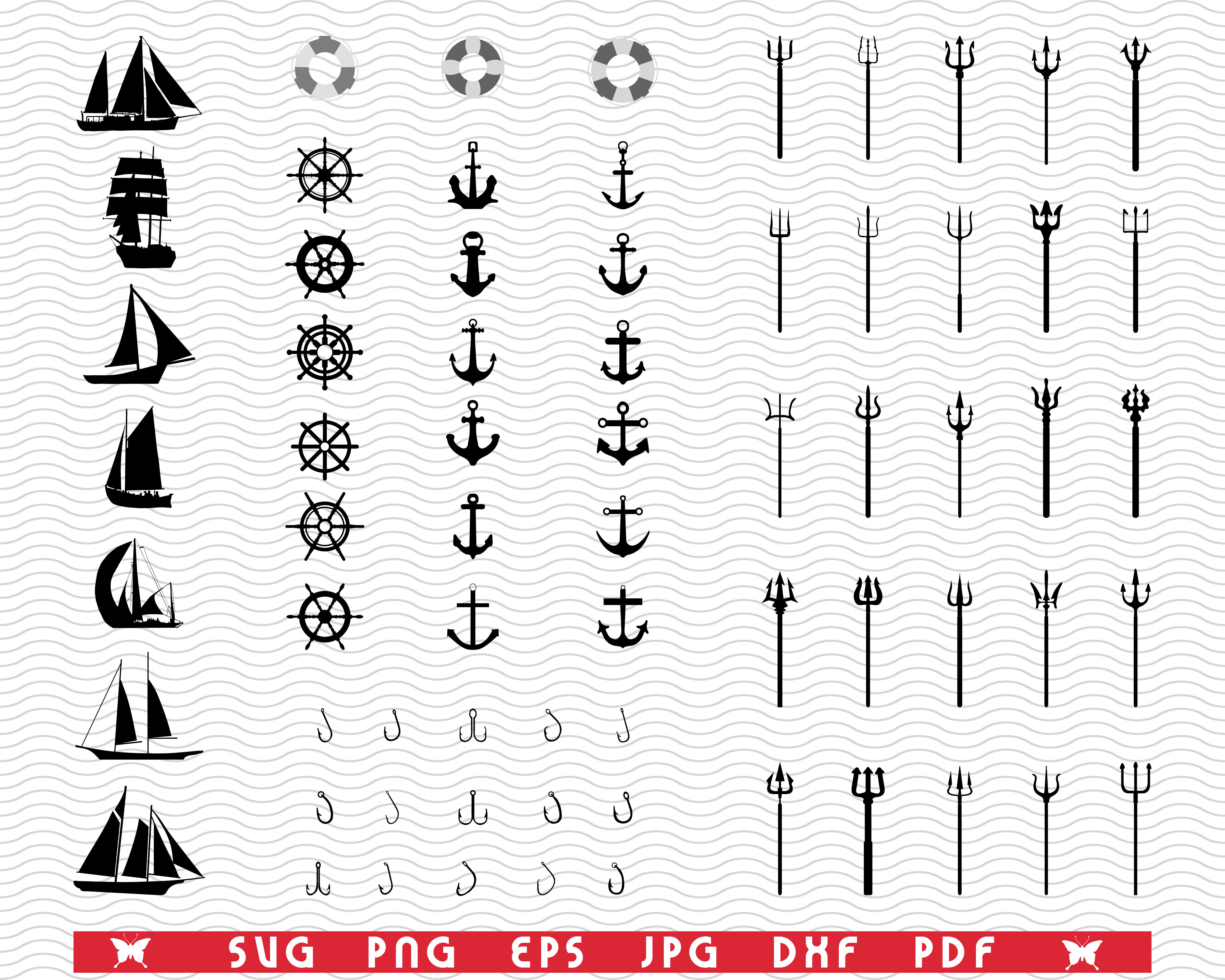 Download Svg Icons Of Nautical Black Silhouettes Digital Clipart By Designstudiorm Thehungryjpeg Com