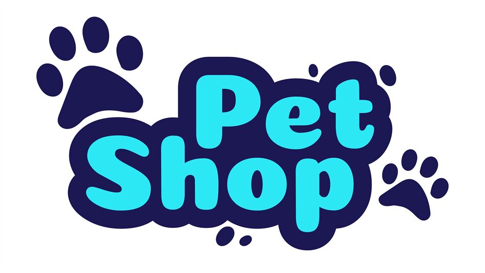 Pet shop logo design template. Store with goods and accessories for an