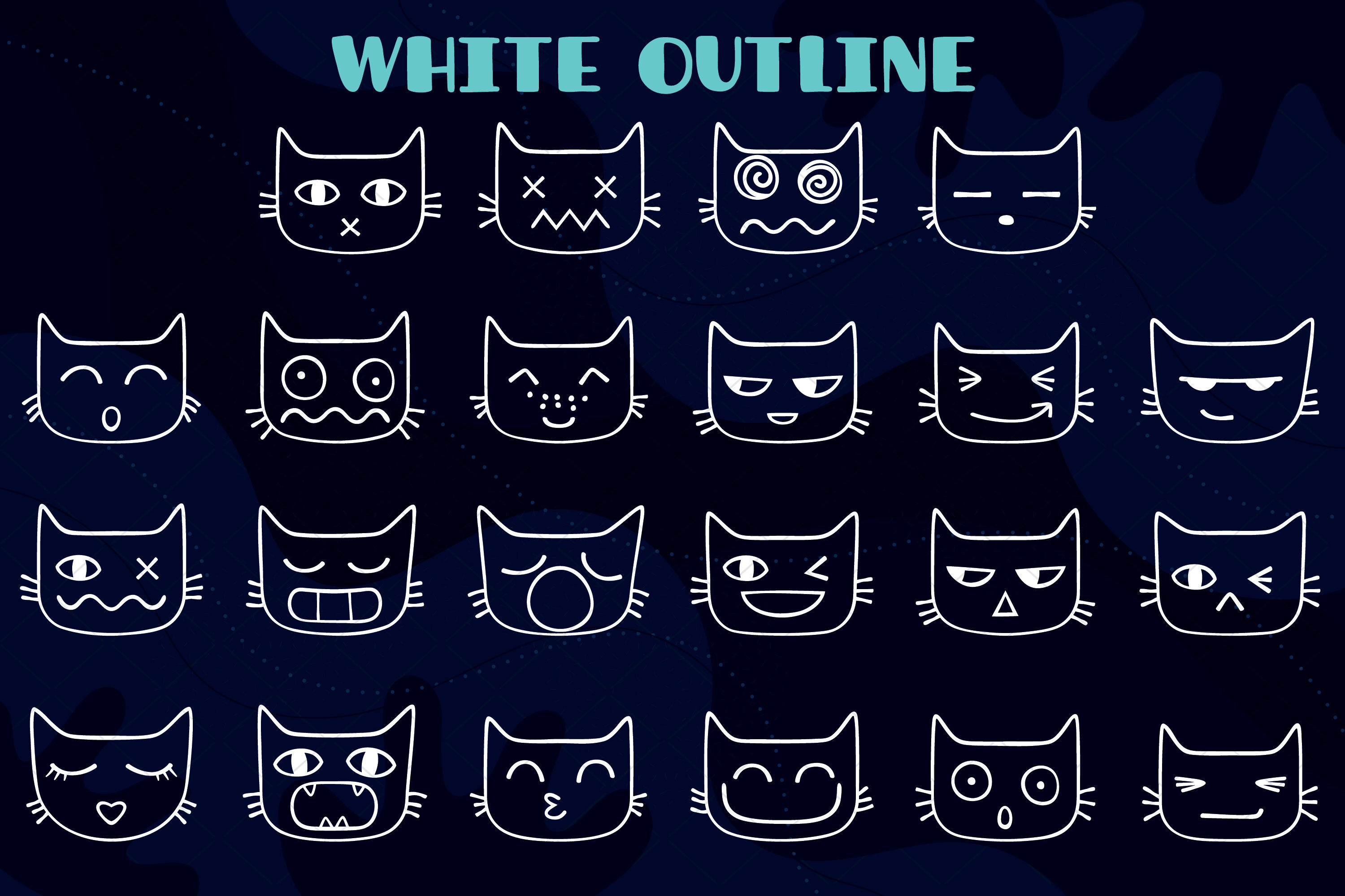 Cute White Cat And Text Wow Kawaii Positive Emotions Childrens