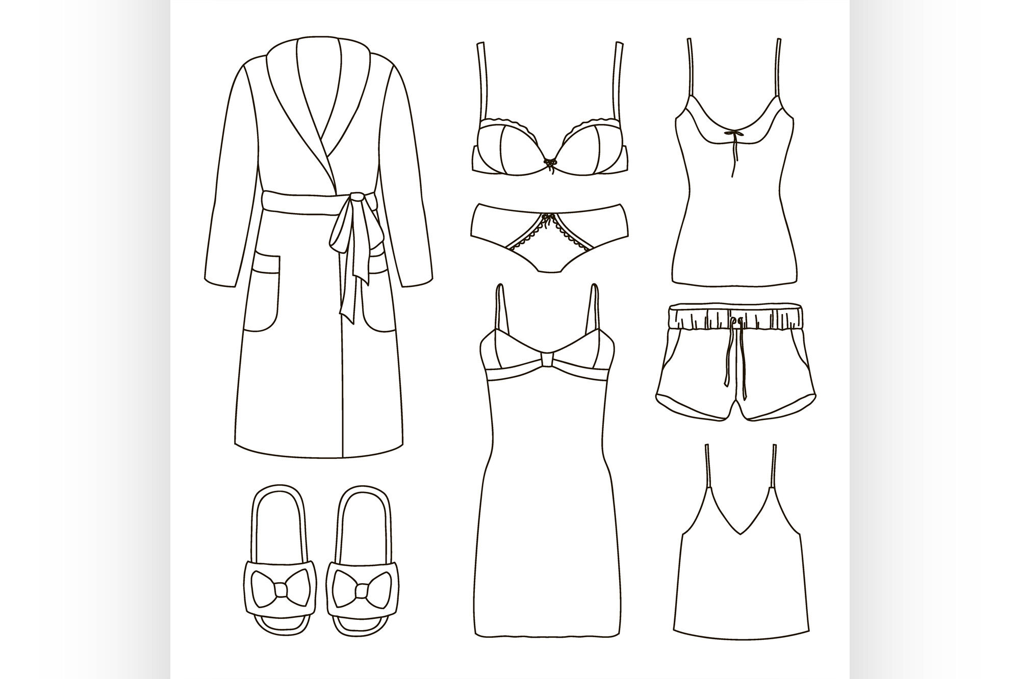 Set of womens homewear, sleepwear and underwear By Netkoff | TheHungryJPEG