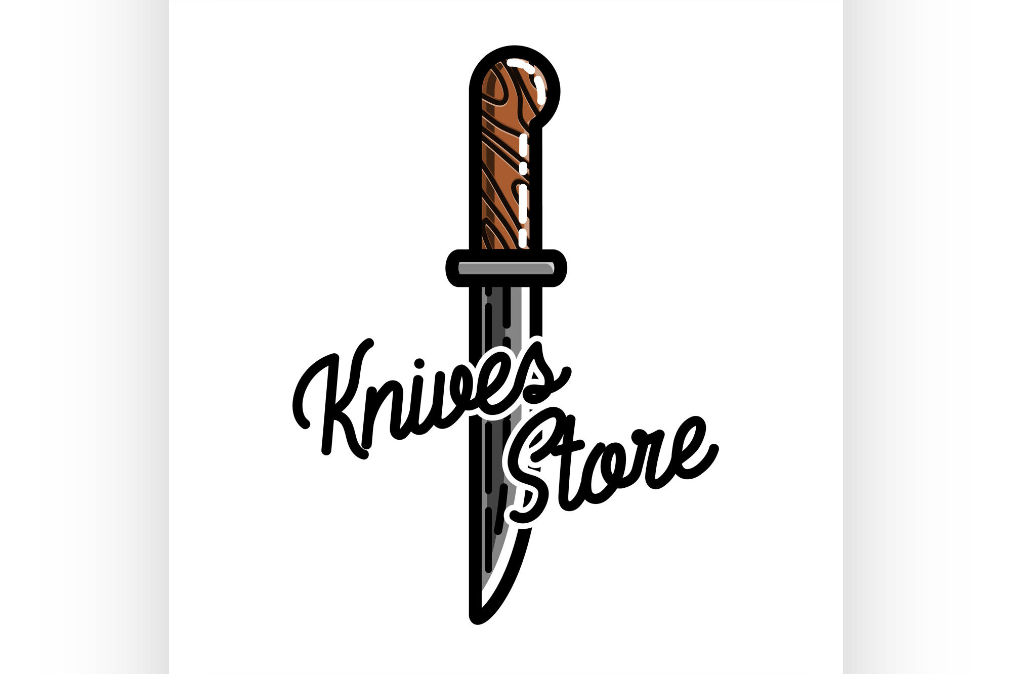Color vintage knives store emblem By Netkoff TheHungryJPEG