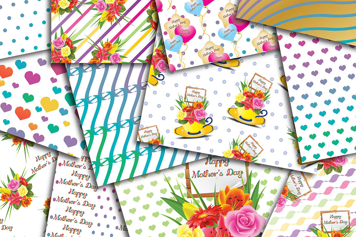 Happy Mothers Day Digital Papers Mothers Day Digital Papers Hearts By Colorfulcreationsgr