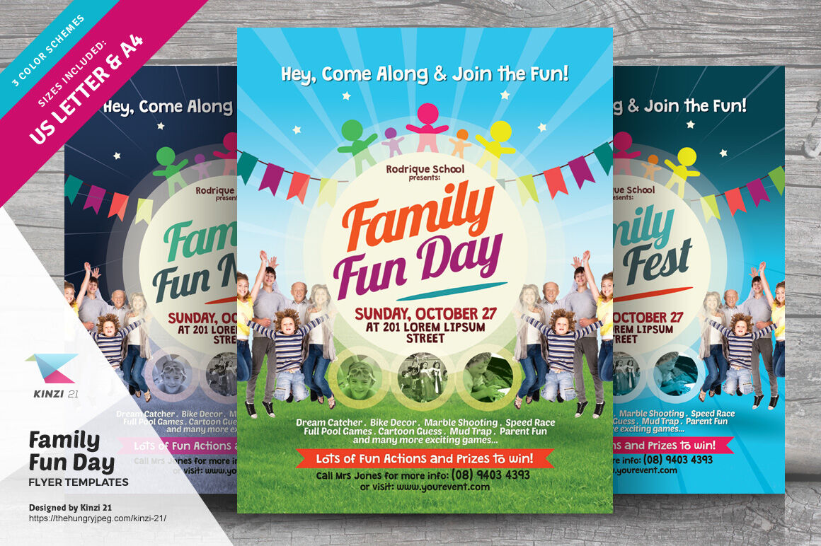 Family Fun Day Flyer Templates vol.21 By Kinzi 21  TheHungryJPEG.com With Regard To Customer Appreciation Day Flyer Template