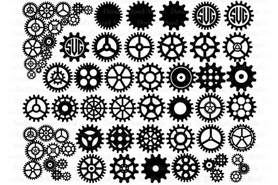 Cogs And Gears Svg Gears Bundle Svg Cut Files Steampunk Cog Gear By Doodle Cloud Studio Thehungryjpeg Com
