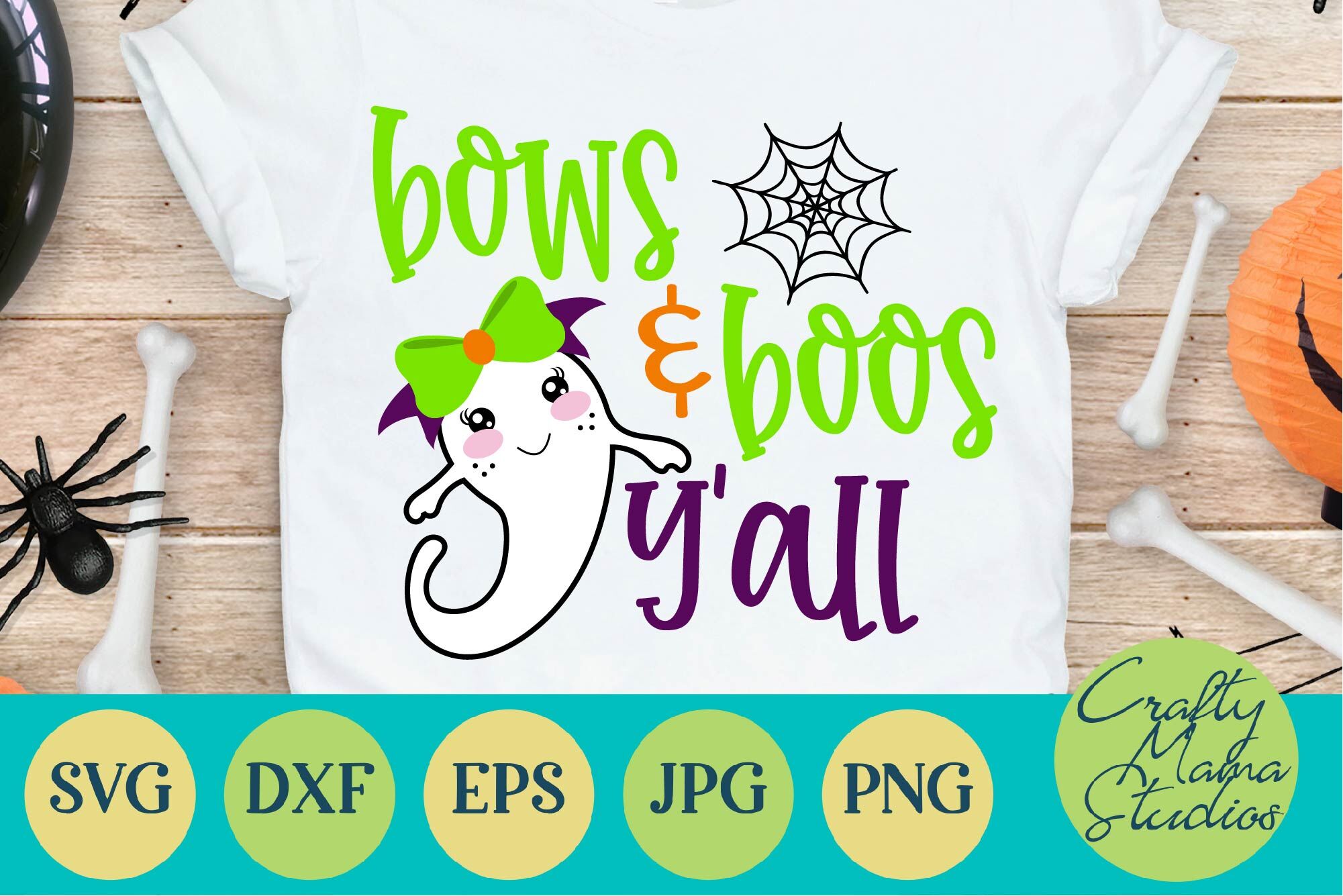 Ghost Svg Bows And Boos Y All Svg Halloween Girl Ghost Svg By Crafty Mama Studios Thehungryjpeg Com