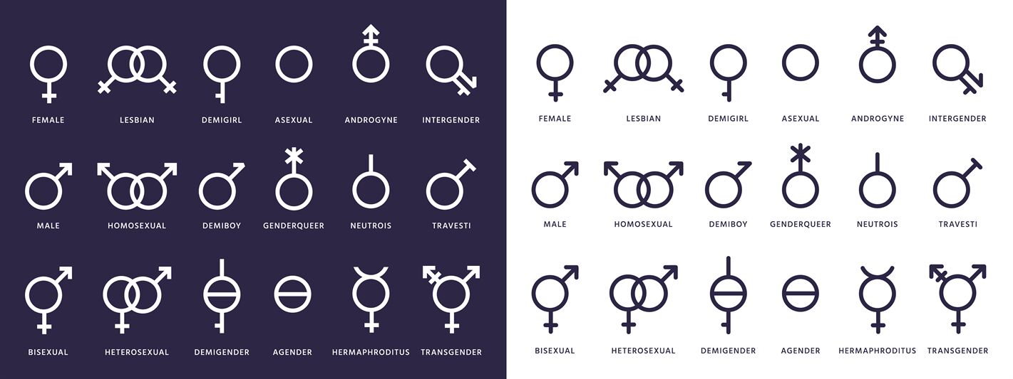 Gender Symbol Icons Genderqueer Transgender And Lesbian Bisexual Pi By Tartila Thehungryjpeg Com