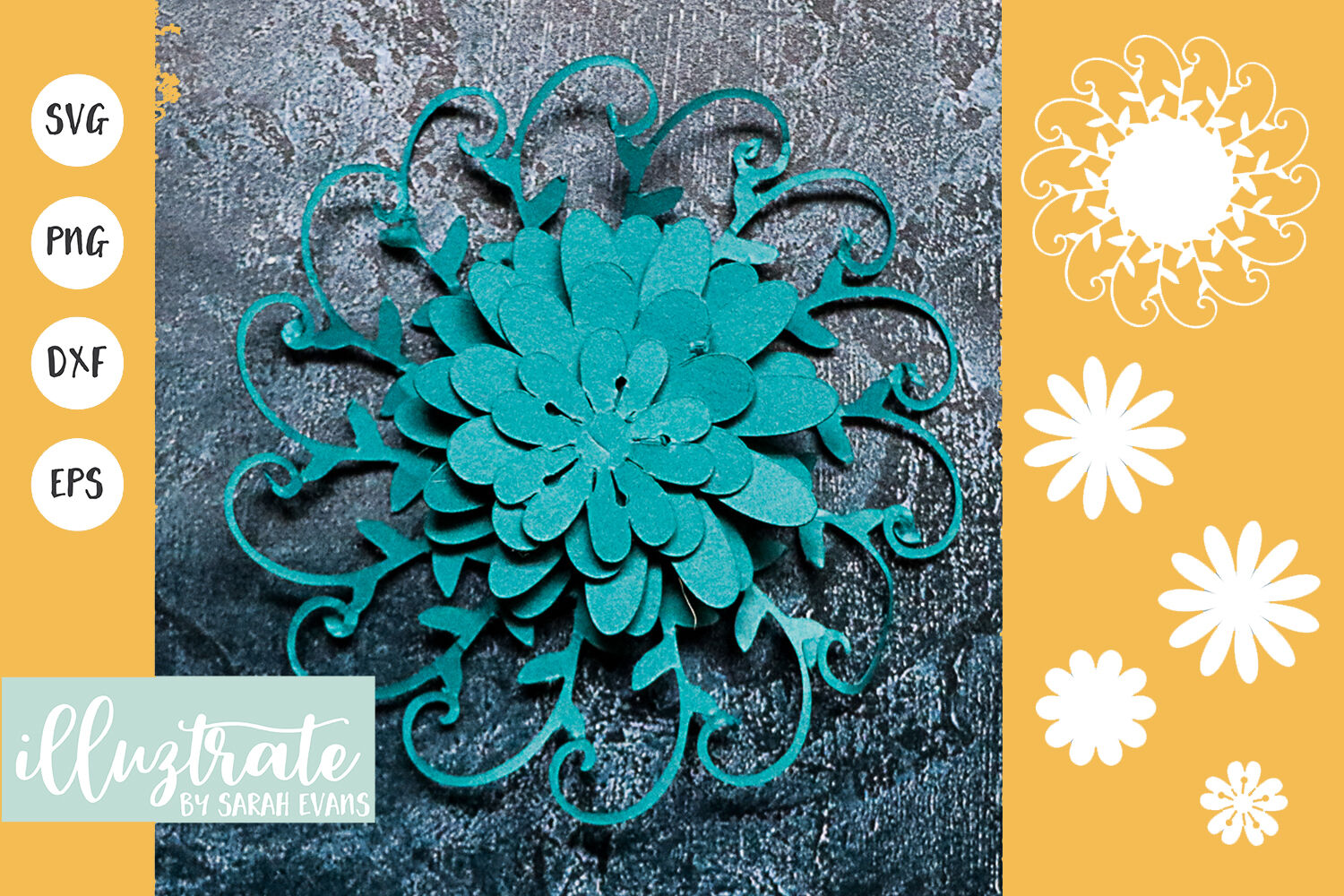 3D Flower SVG Cut Files | Flower SVG | Layered Flower DXF ...