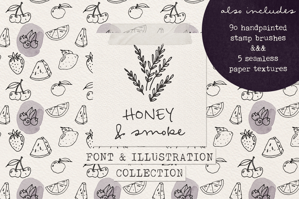 Honey And Smoke Font And Illustration Collection By Ana S Fonts Thehungryjpeg Com