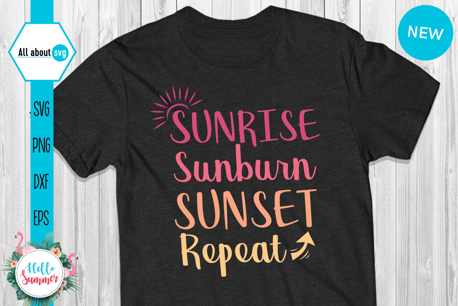 Sunrise Sunburn Sunset Repeat Svg By All About Svg | TheHungryJPEG