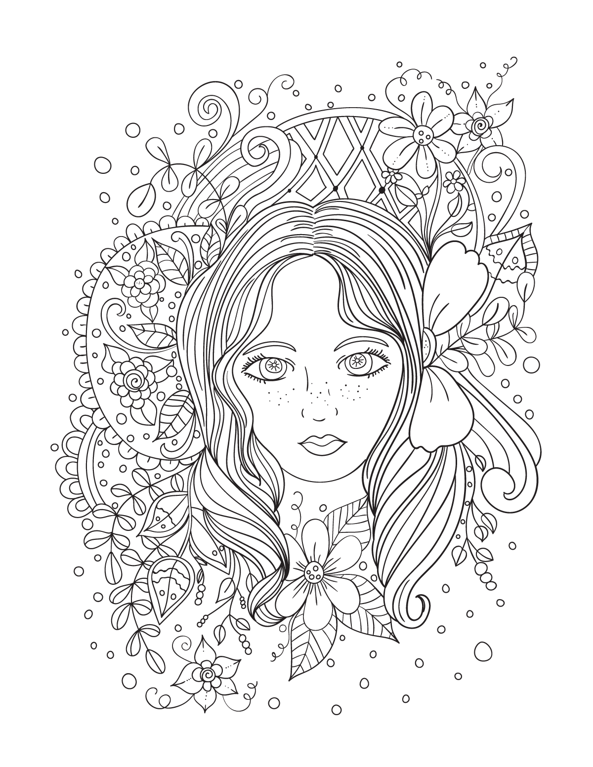 Digital Coloring Book Pages Girls And Flowers Vol 1 By Erikavectorika Thehungryjpeg Com