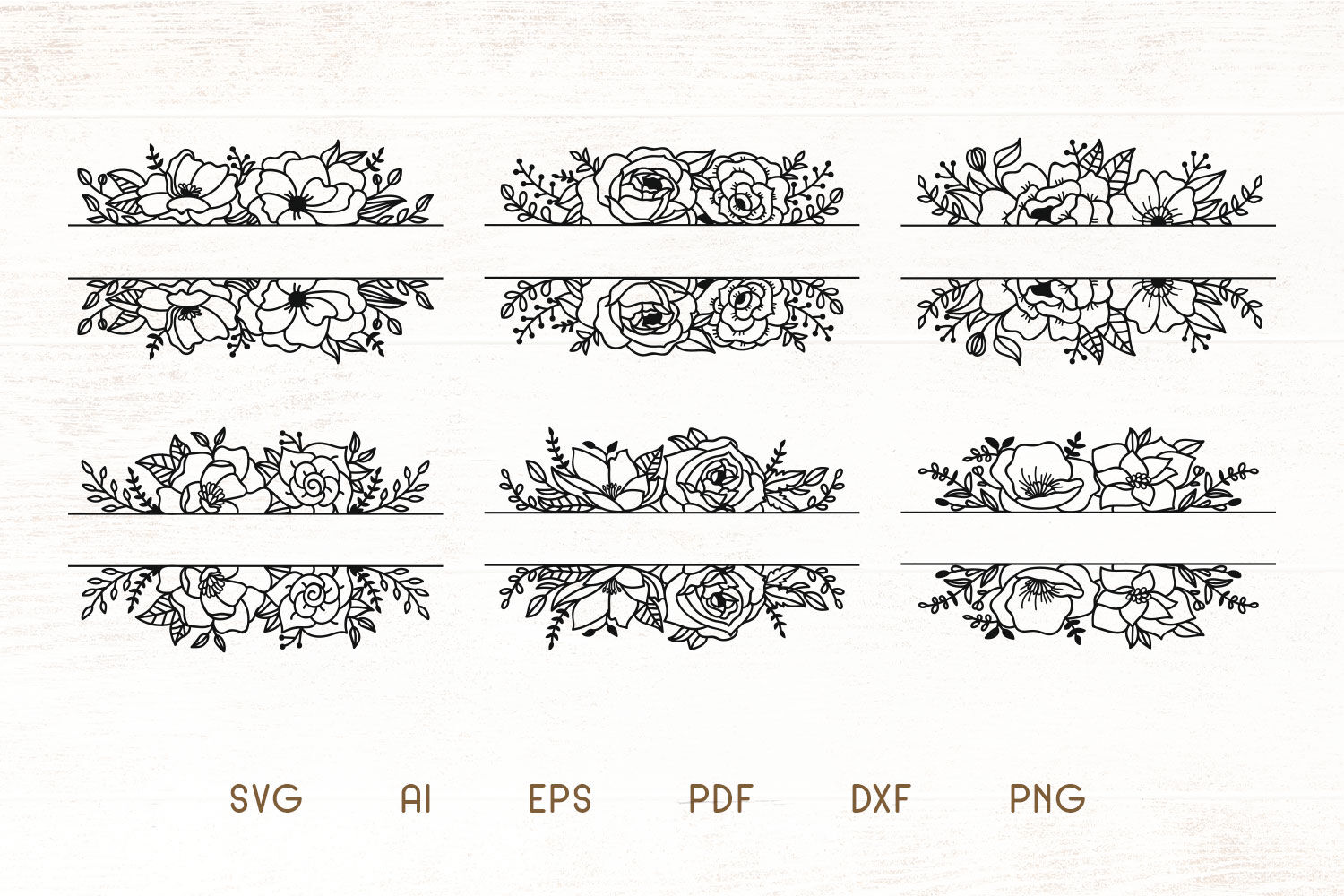 Download Floral Split Monogram Divider Frames SVG - Vector By ...