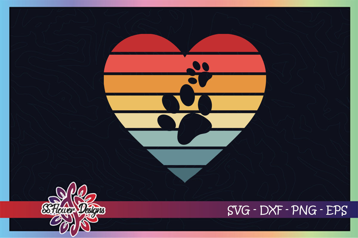 Download Dog Paw Heart Svg Cat Paw Heart Svg Pawprint Vintage Svg By Ssflowerstore Thehungryjpeg Com PSD Mockup Templates