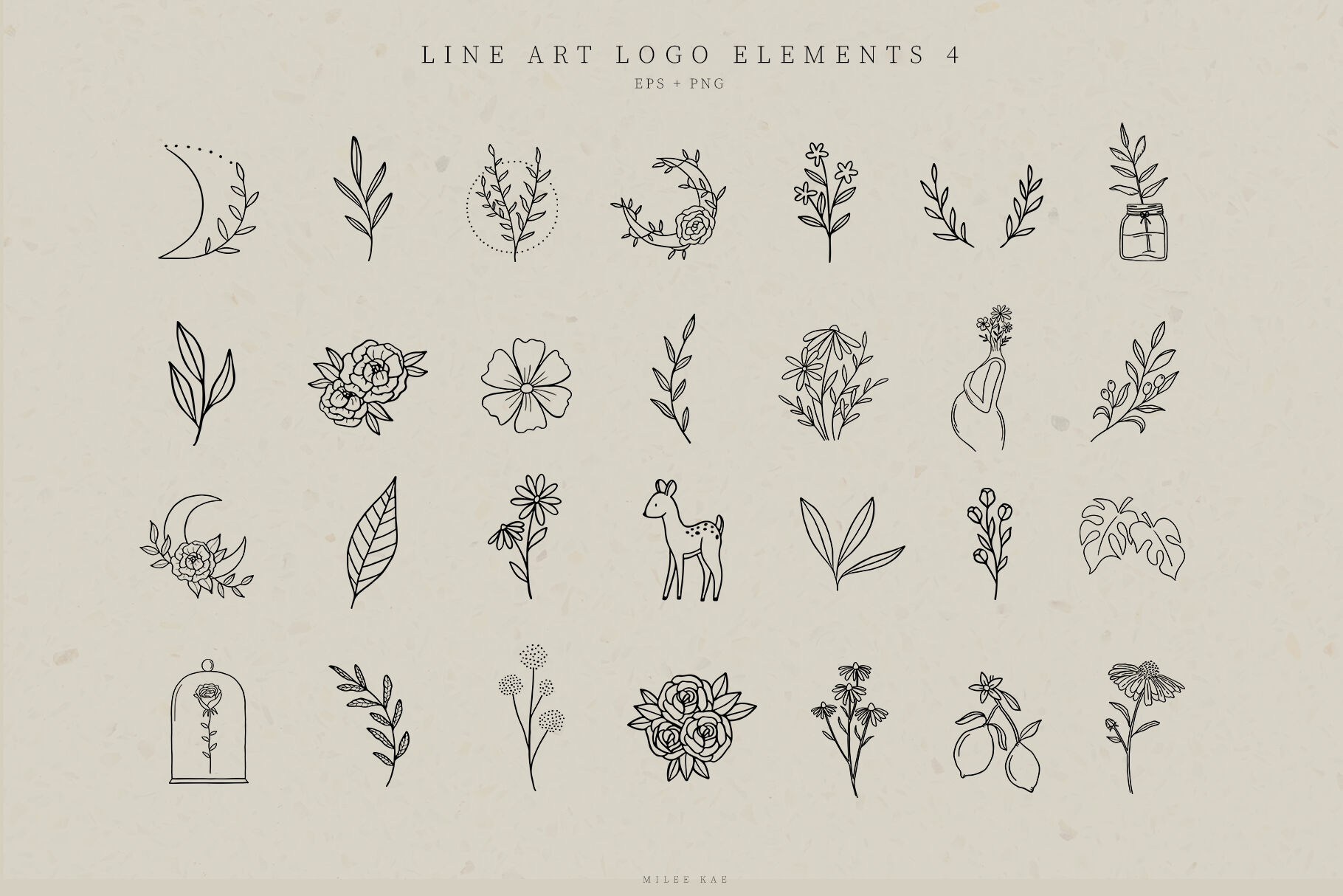 Line Art Logo Elements Logo Design Business Illustration One Line By Michelekae Thehungryjpeg Com