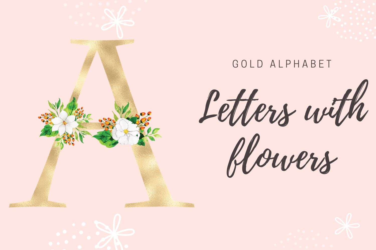 Gold Foil Alphabet With White Flowers Floral Alphabet Clipart Gold W By Old Continent Design Thehungryjpeg Com