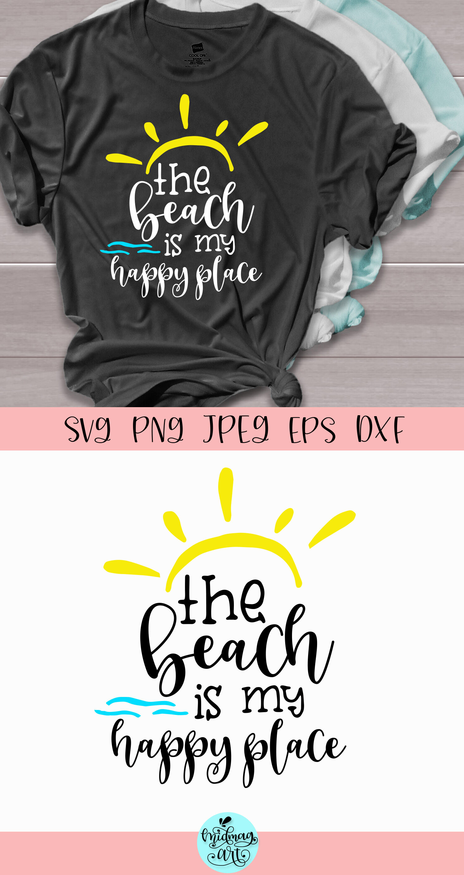 Download The beach is my happy place svg, summer svg By Midmagart ...