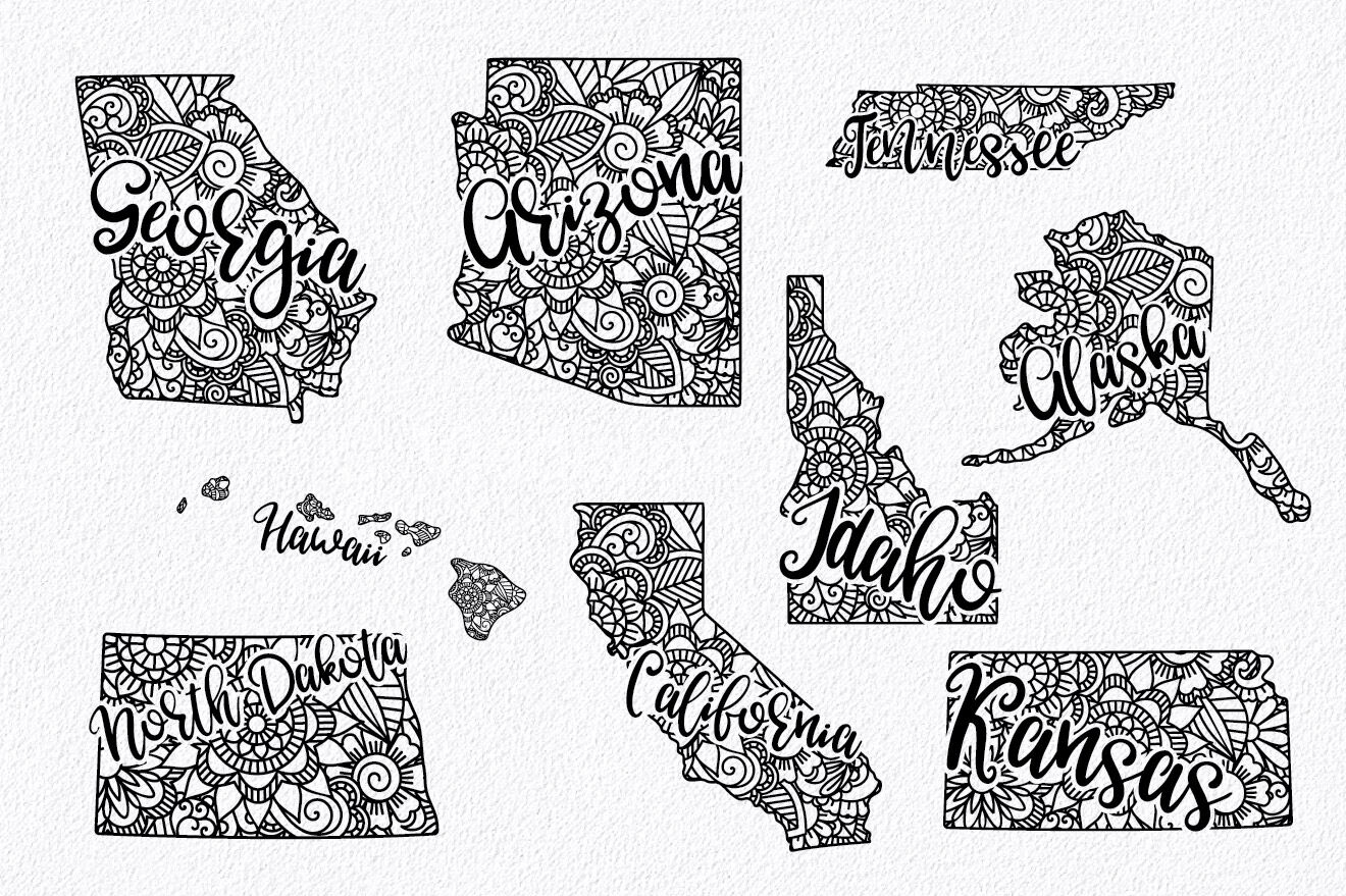 Download 50 States Mandala SVG Bundle - State SVG Cut File By Shannon Keyser | TheHungryJPEG.com