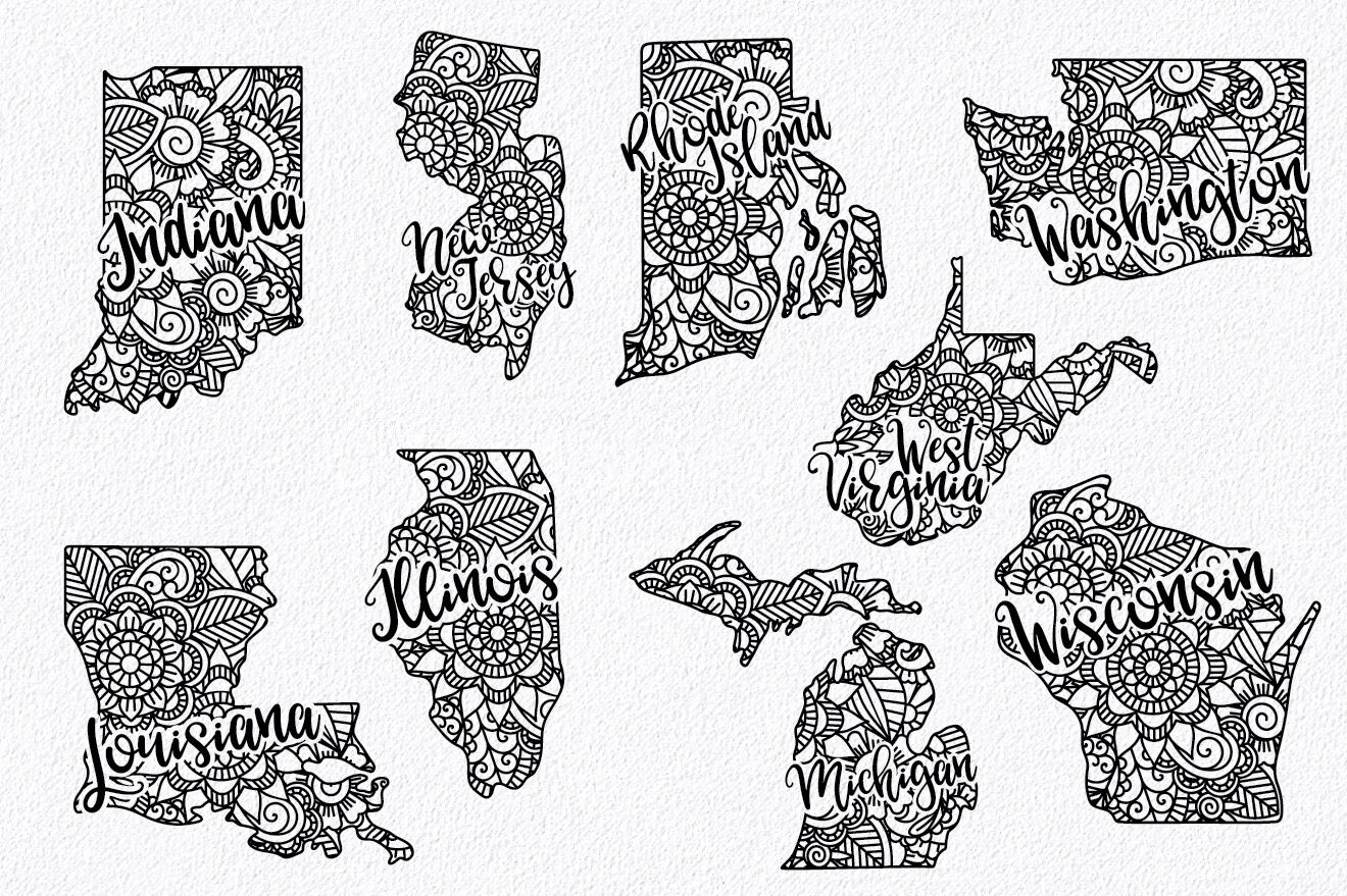 Download 50 States Mandala SVG Bundle - State SVG Cut File By Shannon Keyser | TheHungryJPEG.com