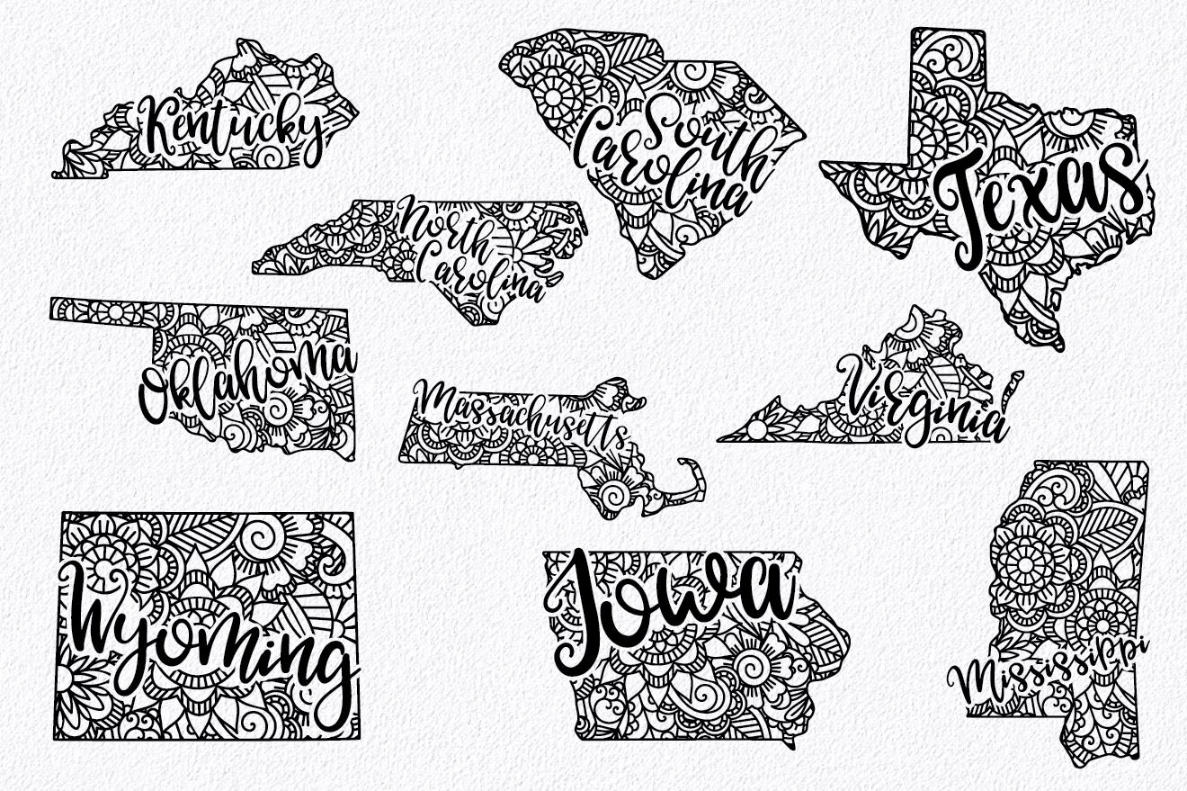 Download 50 States Mandala SVG Bundle - State SVG Cut File By Shannon Keyser | TheHungryJPEG.com