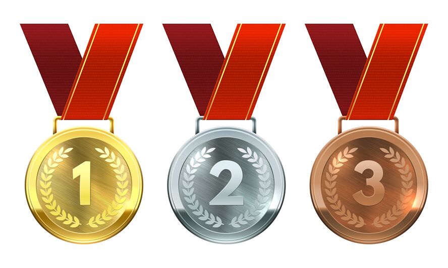 3 Piece Set 1st 2nd 3rd Place Vortex Award Medals Gold, Silver, Bronze Inclu 