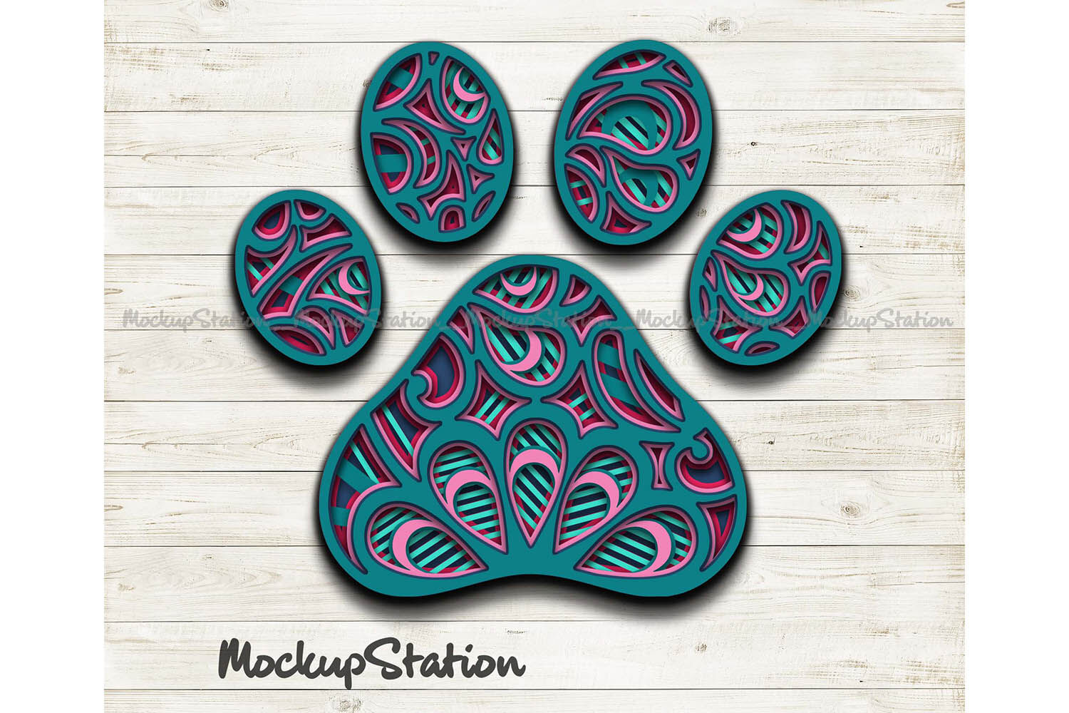 Download Dog Paw 3D Mandala SVG, Animal Paw Pet Lover Layered DXF ...