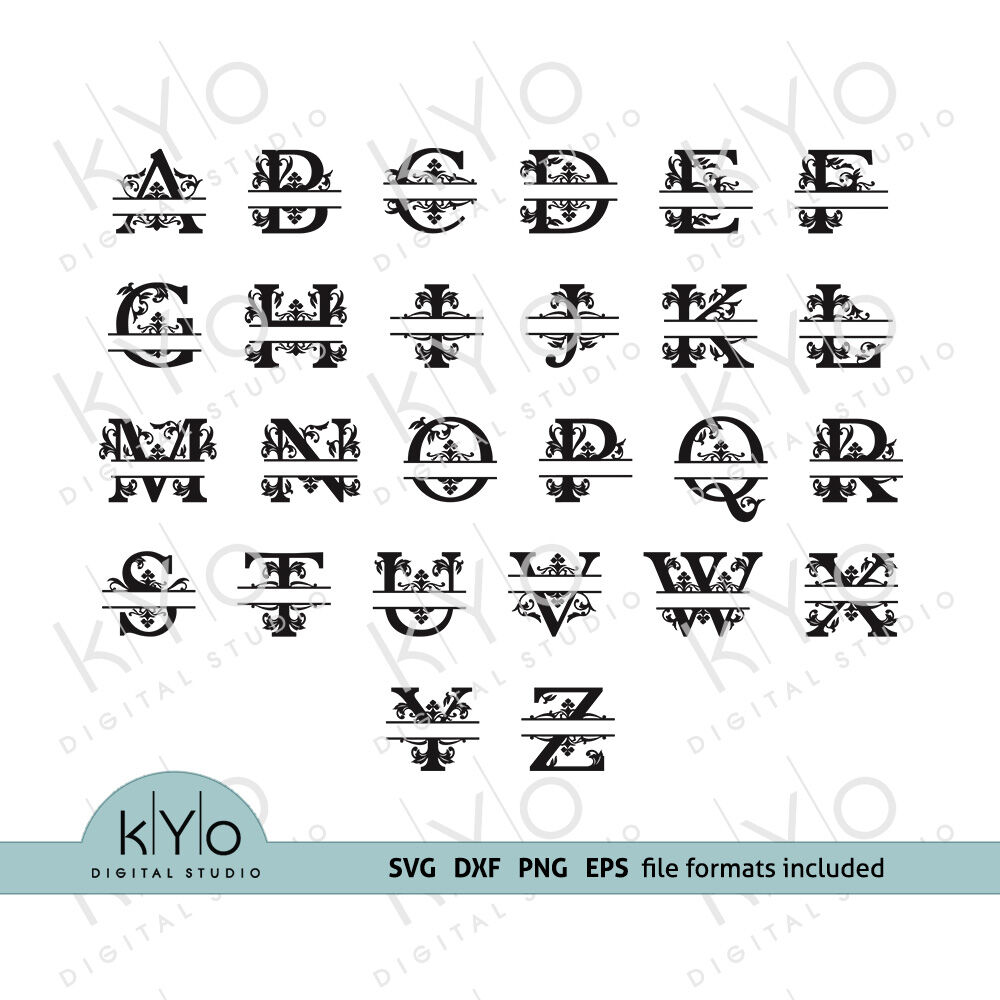 Split Monogram Letter Bundle Svg Png Dxf Files By Kyo Digital Studio Thehungryjpeg Com