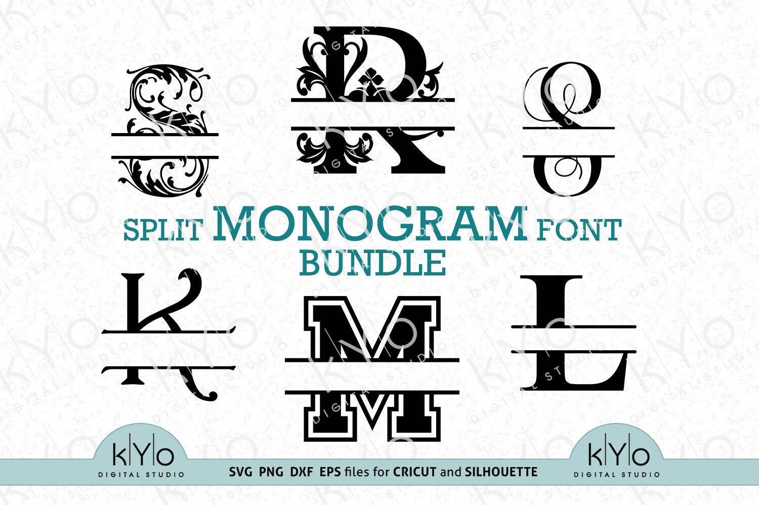 Download Split Monogram Letter bundle svg png dxf files By kYo Digital Studio | TheHungryJPEG.com