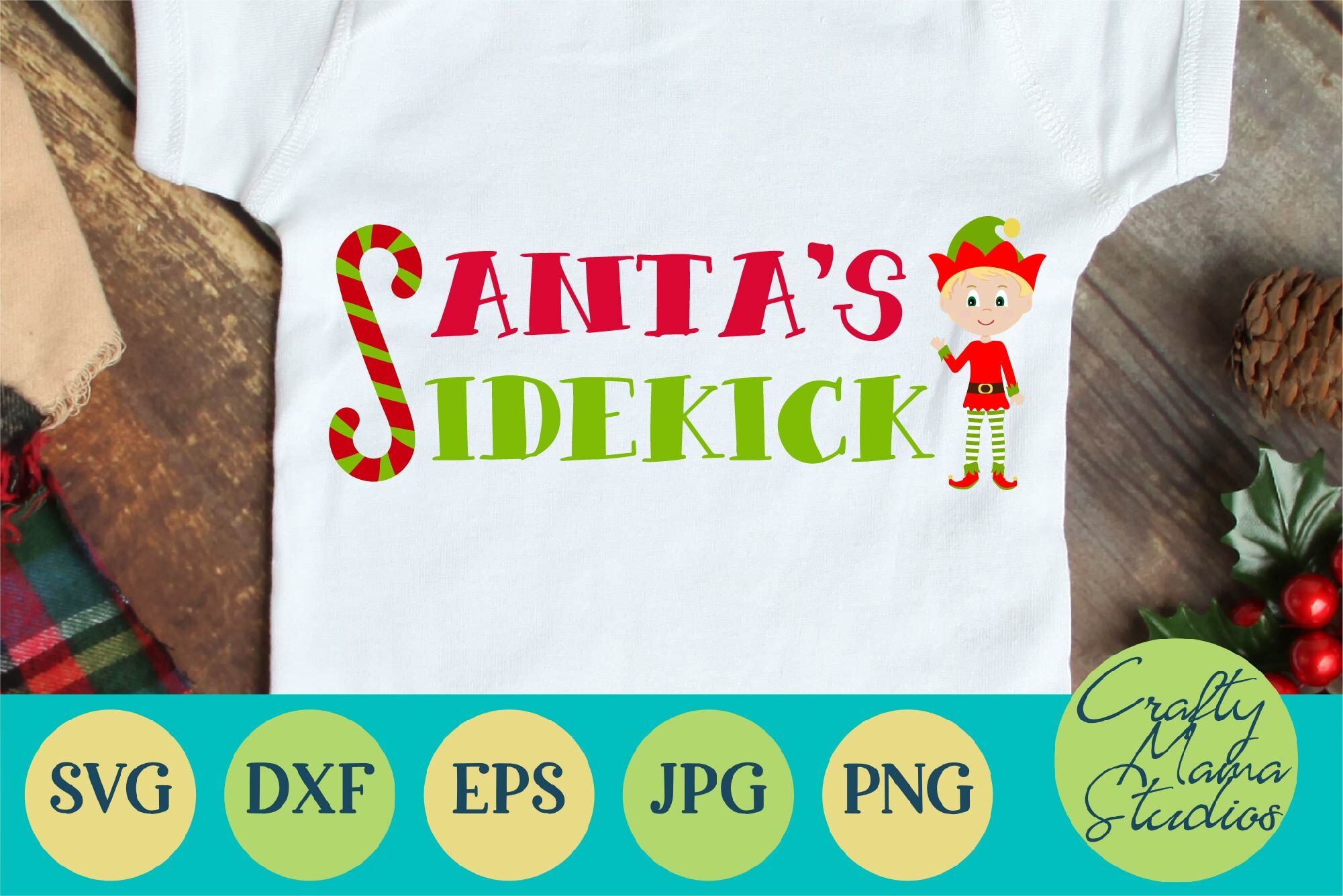 Santa S Sidekick Svg Kid S Christmas Svg By Crafty Mama Studios Thehungryjpeg Com