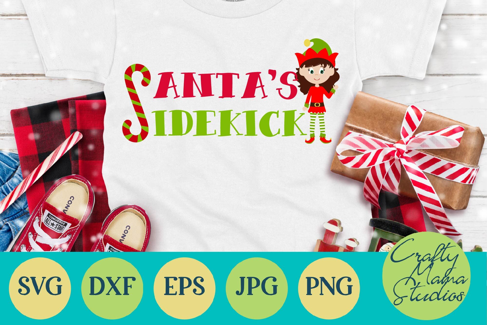 Christmas Svg Santa S Sidekick Svg Kid S Christmas By Crafty Mama Studios Thehungryjpeg Com