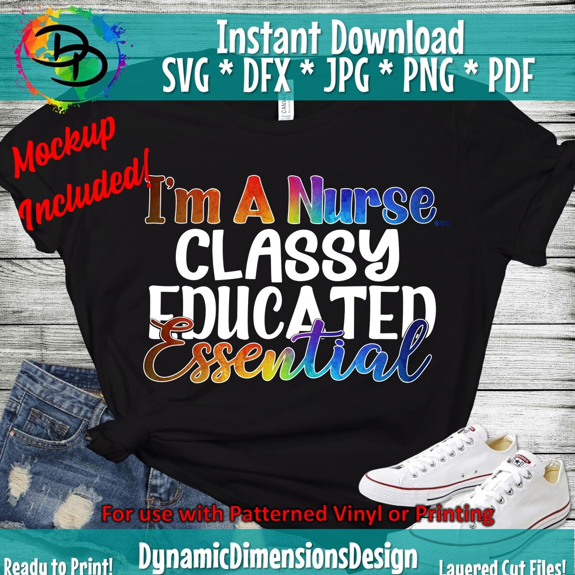 Nurse Svg Classy Educated Essential Essential Worker Peace Love Nu By Dynamic Dimensions Thehungryjpeg Com