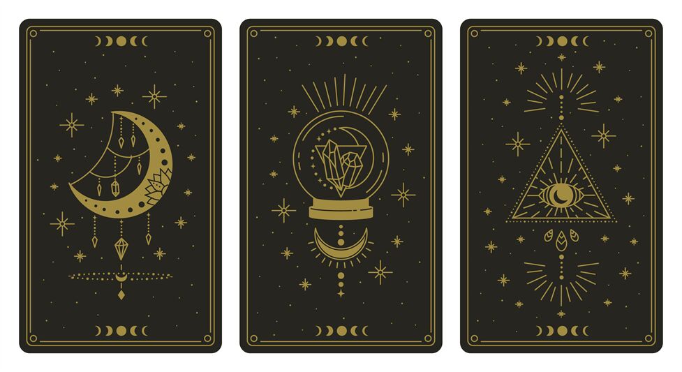Magical tarot cards. Magic occult tarot cards, esoteric boho spiritual