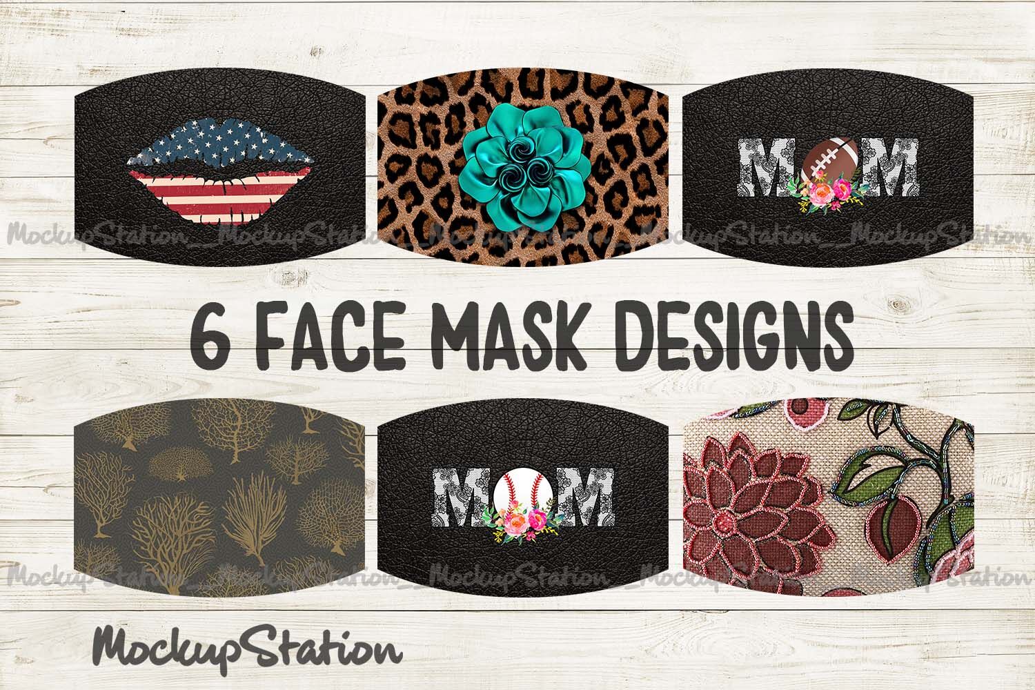 Download Face Mask Designs Bundle, Cheetah Mom Floral Sublimation PNG By MockupStation | TheHungryJPEG.com