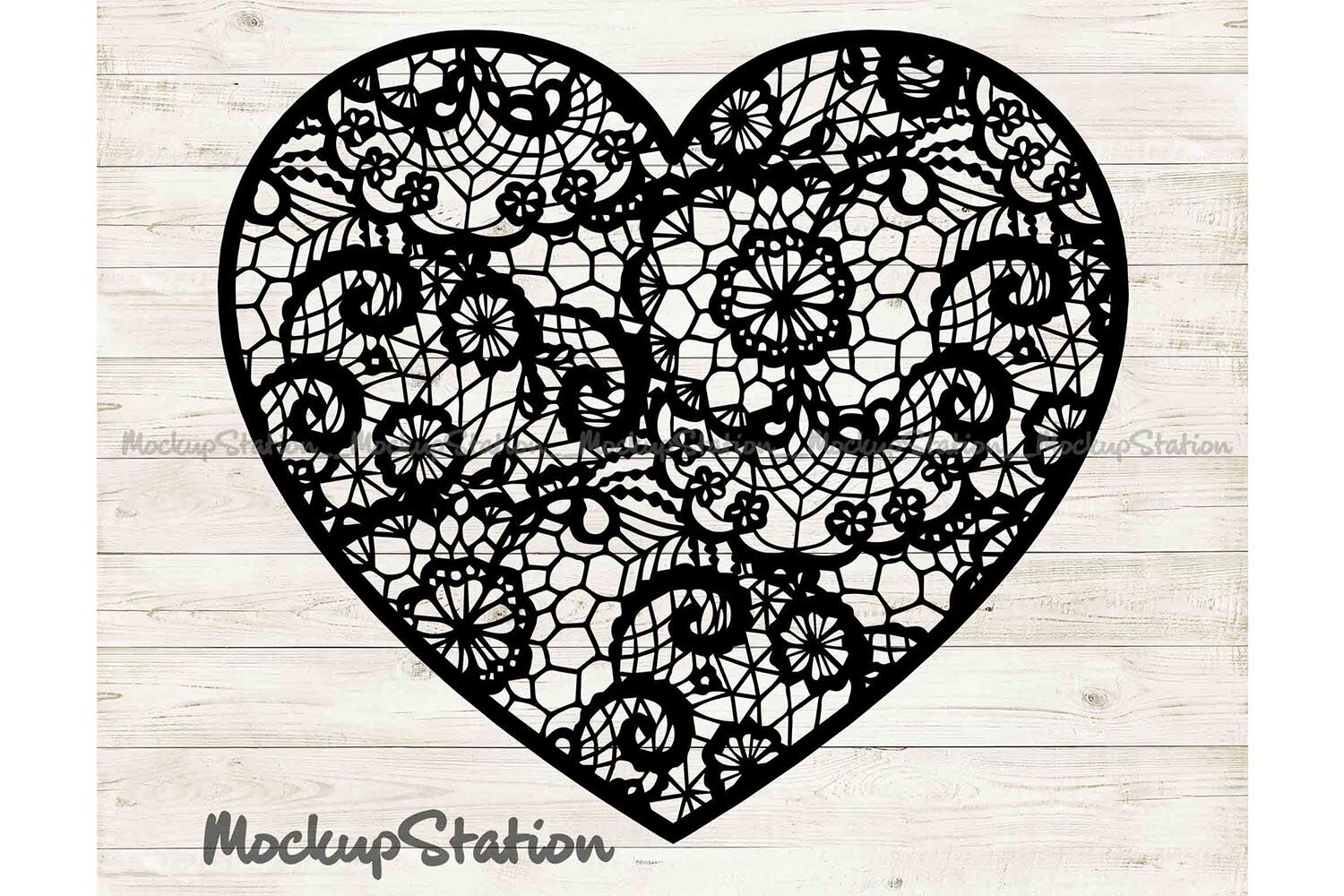 Download Heart Mandala SVG, Floral Lace Decor DXF Laser Cut File By MockupStation | TheHungryJPEG.com