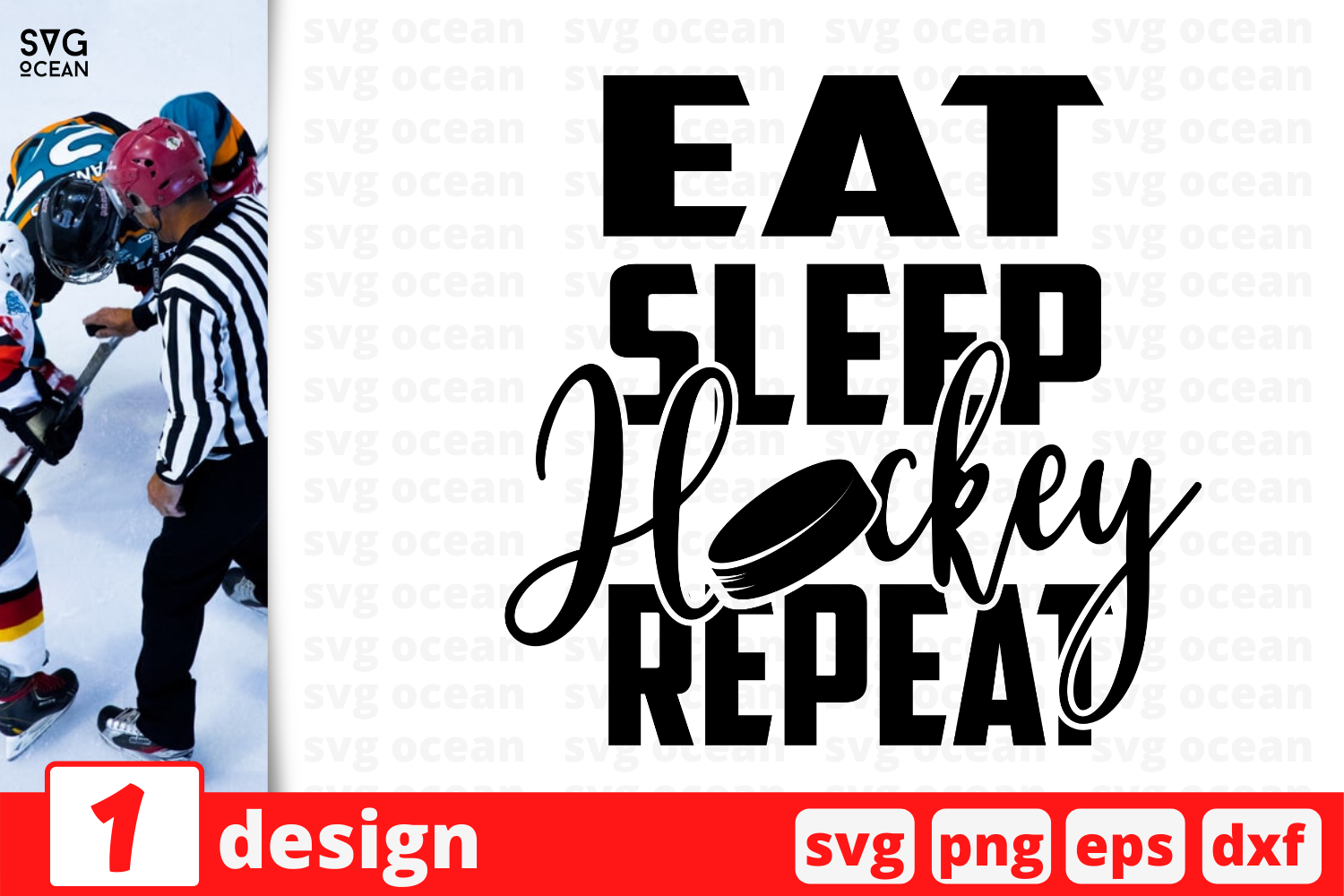 1 EAT SLEEP HOCKEY REPEAT, sport quotes cricut svg By SvgOcean