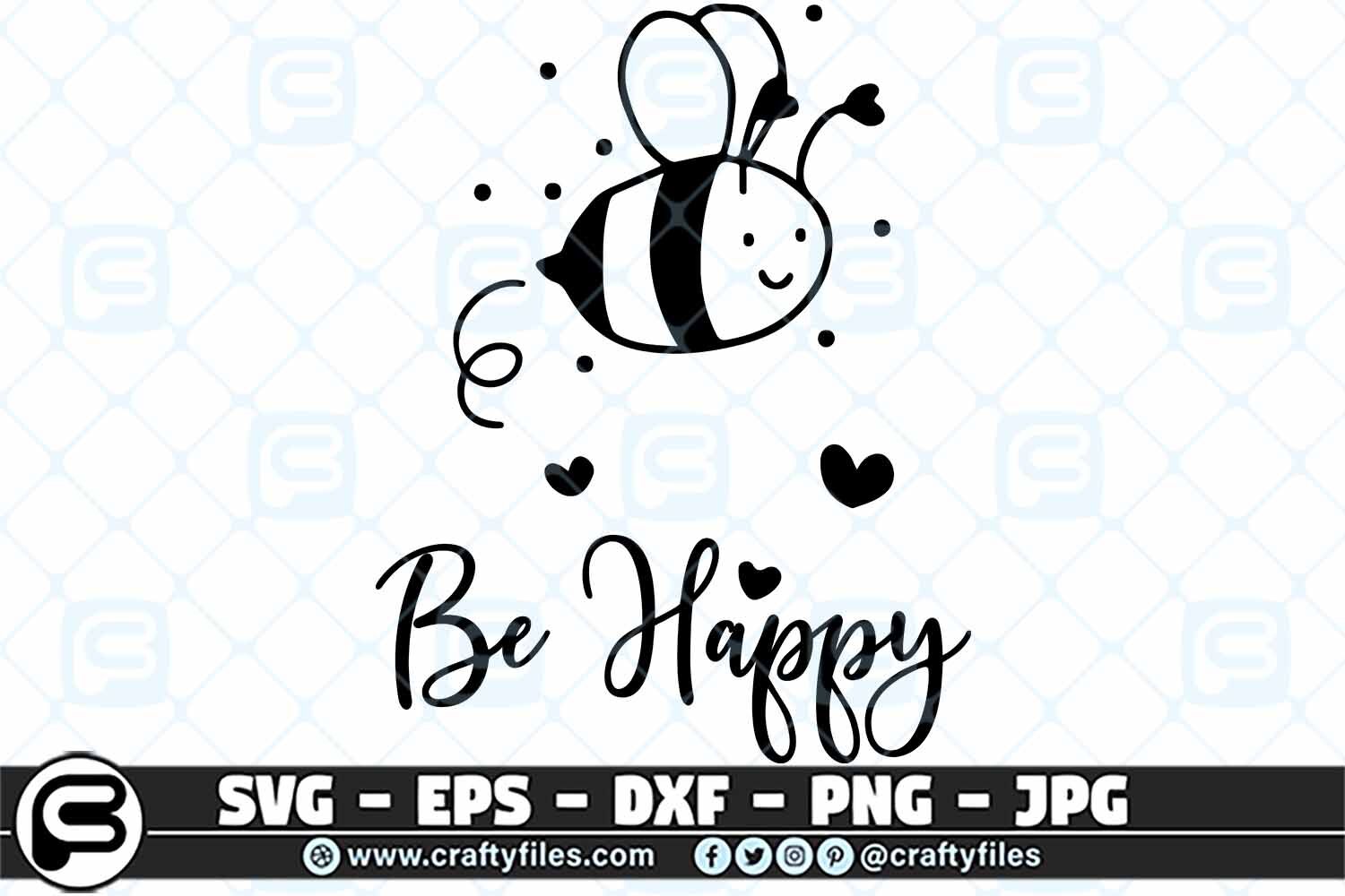 Download Bee Happy Cute Bee Insect Svg Bee Svg Be Happy By Crafty Files Thehungryjpeg Com