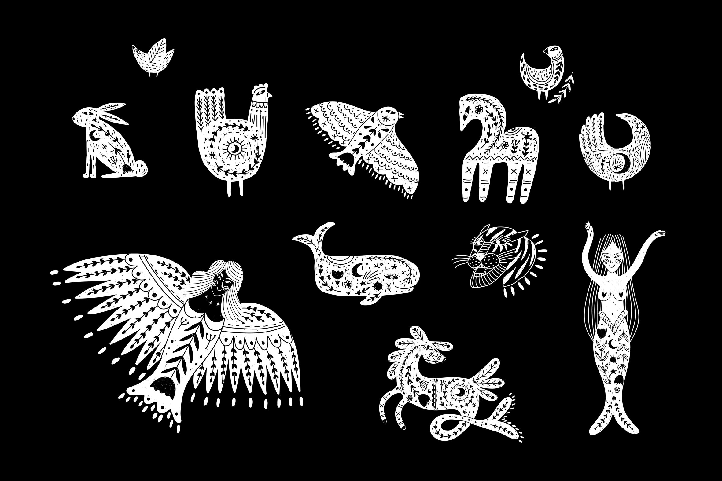 Scandinavian folk art. Engraving By Chikovnaya