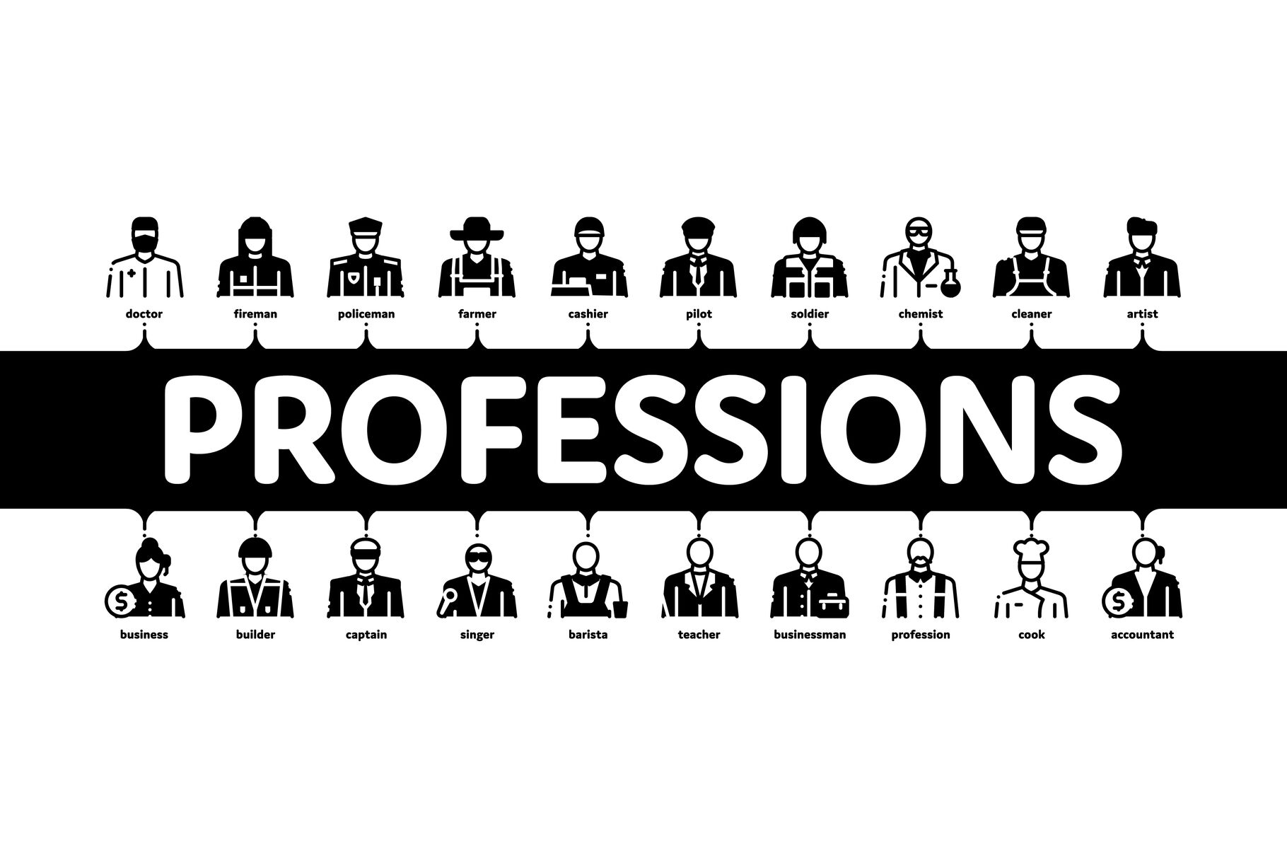 Professions People Minimal Infographic Banner Vector By Pikepicture Thehungryjpeg Com