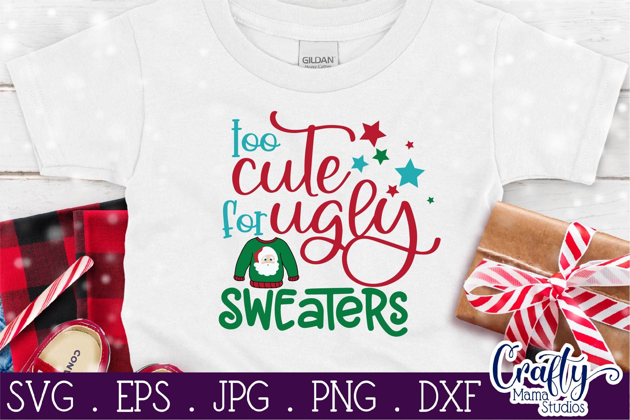 Download Christmas Svg Too Cute For Ugly Sweaters Christmas Sweater By Crafty Mama Studios Thehungryjpeg Com PSD Mockup Templates